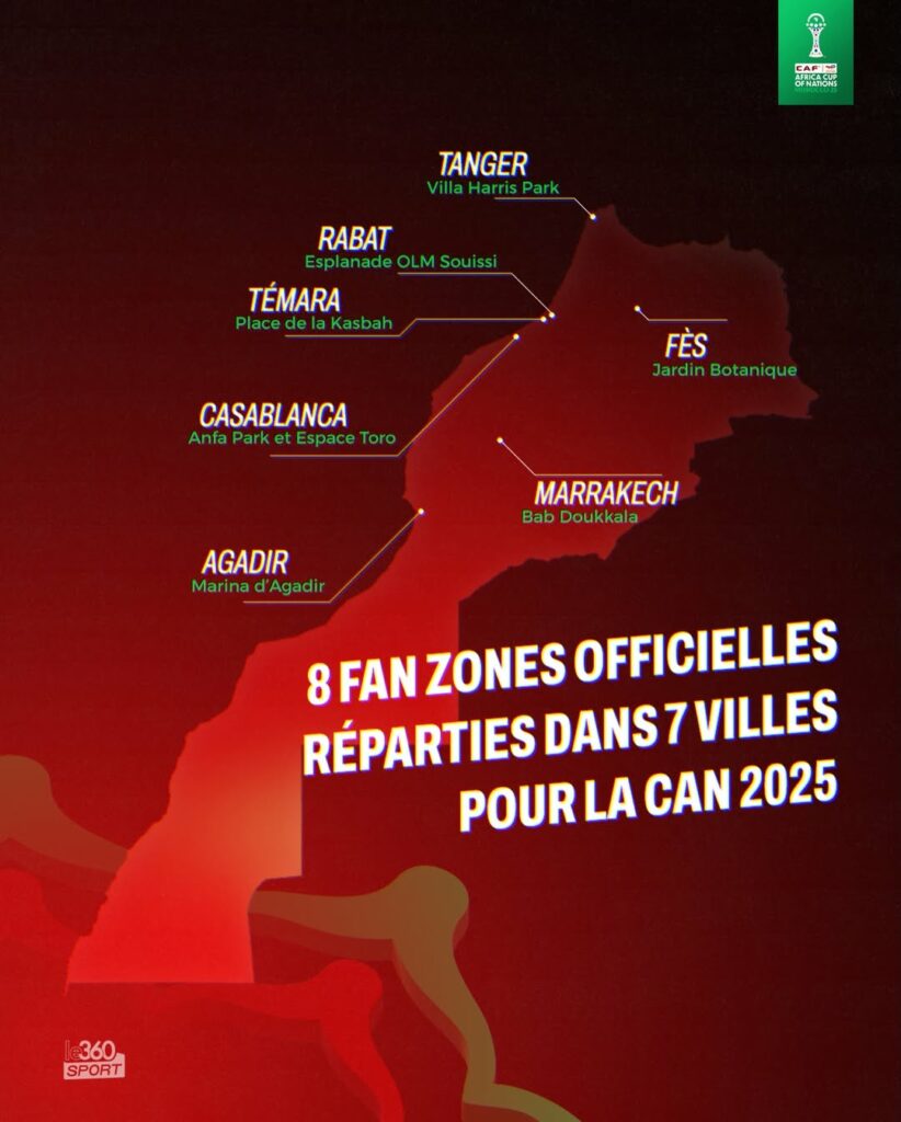 Carte des fanzones de la CAN 2025