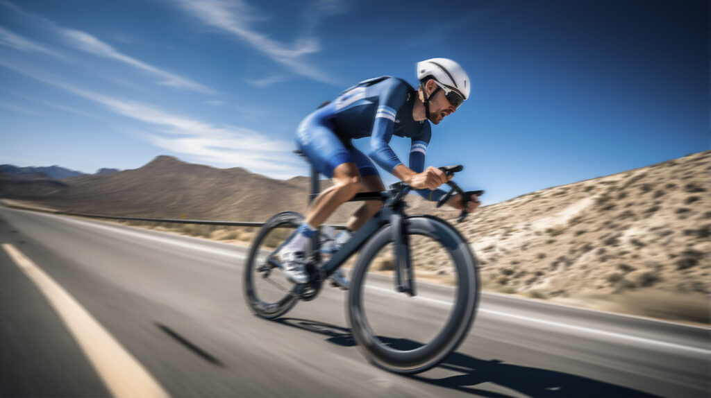 Un compétiteur qui roule a vive allure pendant la Coupe du Trône de cyclisme et VTT 2026 Agadir