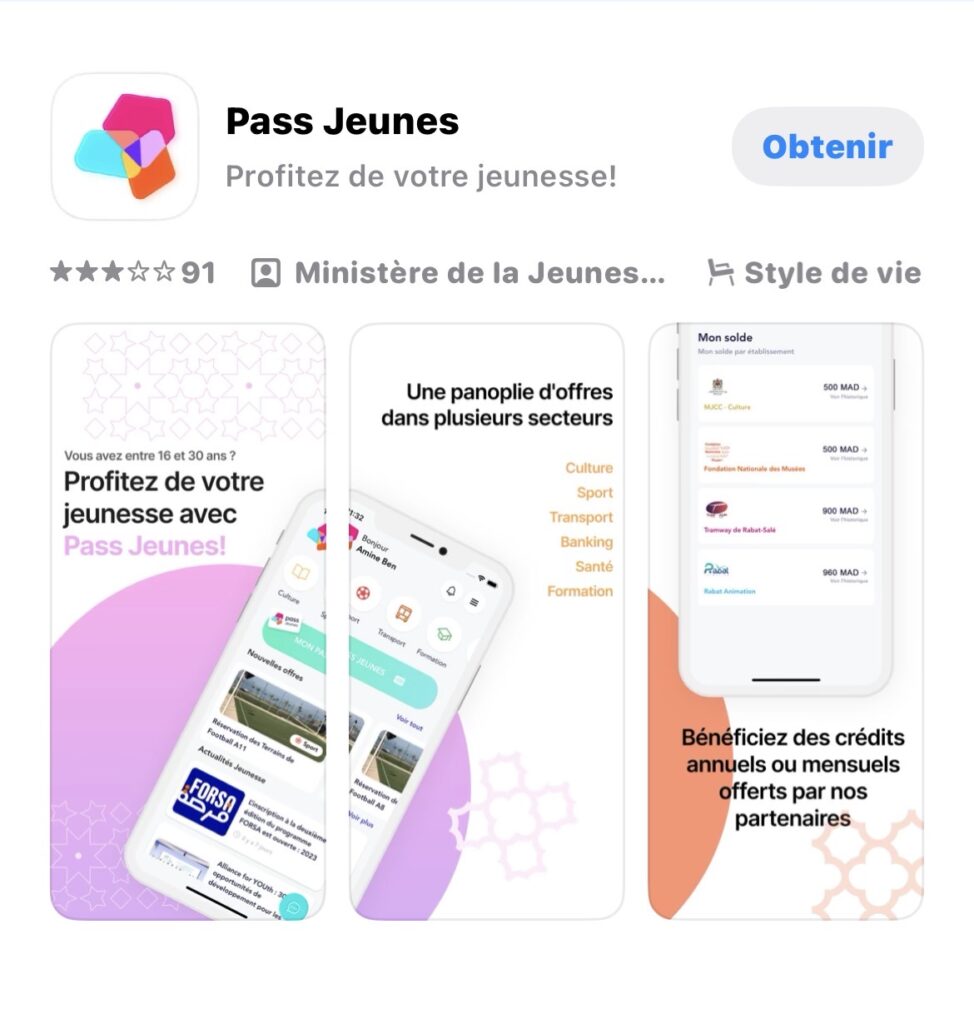 Application Pass jeunes pour les jeunes d'Agadir et du Maroc